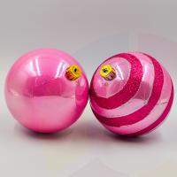 10cm 6lı simli ve düz pembe simli süs topu