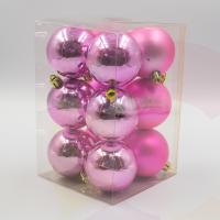 6cm, 12li paket mat ve parlak pembe süs topu