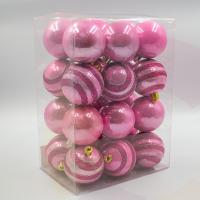 6cm 24lü simli ve düz pembe simli süs topu